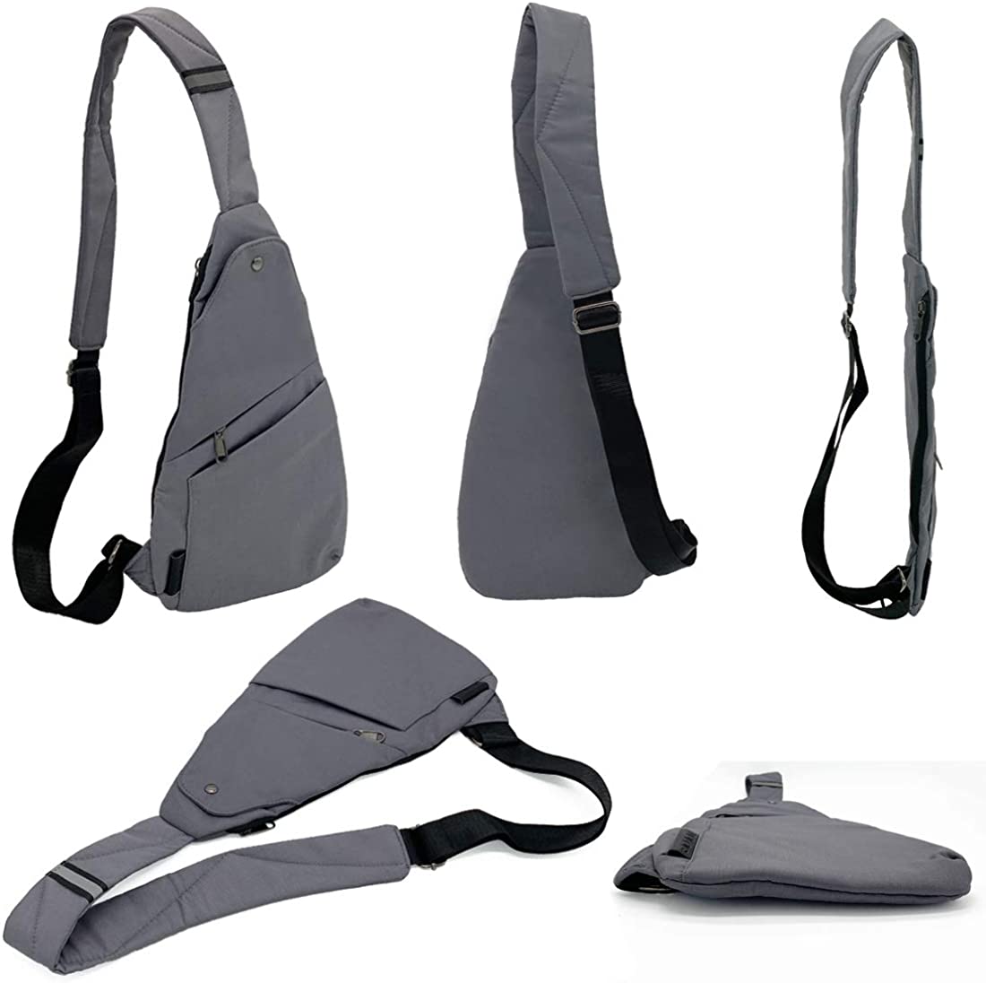 TOLOG Sling Bag Anti-Thief Crossbody Personal Pocket Bag Lightweight Chest Shoulder Backpack for Travel Hiking (Dark Grey) - Image 3